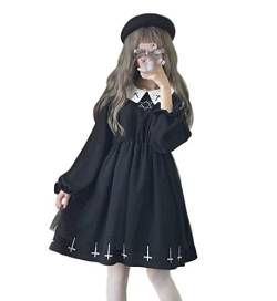 Himifashion Lolita Gothic Dress Teens Six AWN Star Mesh Kleider Mädchen Puffärmel Alltagskleid, Schwarz, 38, HM-865 von Himifashion