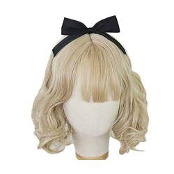 Lolita Haarbänder für Frauen, Haarreifen, niedliche Schleife, elastische Haarbänder für Mädchen, täglicher Haarschmuck für 6 Farben (schwarz) von Himifashion