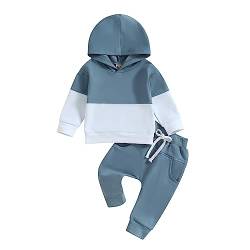 Himllauen Baby Jungen Kleidung Hoodie + Hose Zweiteiler Babykleidung Neugeborene Set 0-3 Jahre Kleinkind Outfit (A Blau, 12-18 Months) von Himllauen