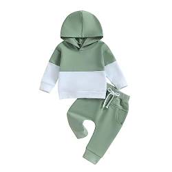 Himllauen Baby Jungen Kleidung Hoodie + Hose Zweiteiler Babykleidung Neugeborene Set 0-3 Jahre Kleinkind Outfit (A Grün, 12-18 Months) von Himllauen