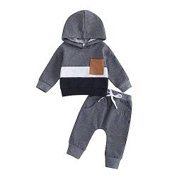 Himllauen Baby Jungen Kleidung Hoodie + Hose Zweiteiler Babykleidung Neugeborene Set 0-3 Jahre Kleinkind Outfit (B Grau, 12-18 Months) von Himllauen