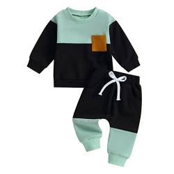 Himllauen Baby Jungen Kleidung Sweatshirt + Hose Kleinkind Outfits Zweiteiler Babykleidung Neugeborene Set (A Schwarz & Grün, 12-18 Months) von Himllauen