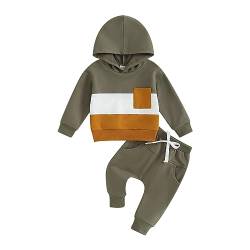 Himllauen Baby Jungen Mädchen Kleidung Hoodie + Hose Zweiteiler Babykleidung Neugeborene Set 0-3 Jahre Kleinkind Outfit (K Armeegrün, 0-6 Months) von Himllauen