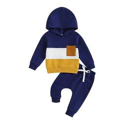 Himllauen Baby Jungen Mädchen Kleidung Hoodie + Hose Zweiteiler Babykleidung Neugeborene Set 0-3 Jahre Kleinkind Outfit (K Marineblau, 12-18 Months) von Himllauen