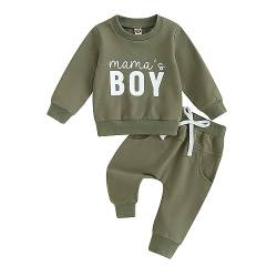 Himllauen Baby Jungen Zweiteiler Outfit Langarm Sweatshirt + Hose 2tlg Set Baby Kleidung 0-3 Jahre Kinder Outfit für Baby-Jungen (C Armeegrün, 0-6 Months) von Himllauen
