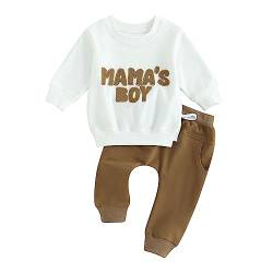 Himllauen Baby Jungen Zweiteiler Outfit Langarm Sweatshirt + Hose 2tlg Set Baby Kleidung 0-3 Jahre Kinder Outfit für Baby-Jungen (F Braun, 0-6 Months) von Himllauen