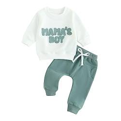 Himllauen Baby Jungen Zweiteiler Outfit Langarm Sweatshirt + Hose 2tlg Set Baby Kleidung 0-3 Jahre Kinder Outfit für Baby-Jungen (F Grün, 0-6 Months) von Himllauen