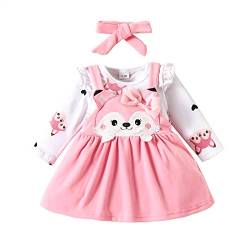 Himllauen Baby Mädchen Kleidung Langarm Body + Kleid + Stirnband Fuchs Print Babyset Kleinkind Süß Outfit (Rosa, 0-3 Months) von Himllauen