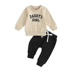 Himllauen Baby Mädchen Kleidung Sweatshirt + Lange Hose Zweiteiler Babykleidung 0-3 Jahre Kleinkind Outfit (Aprikose & Schwarz, 12-18 Months) von Himllauen