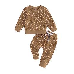 Himllauen Baby Mädchen Kleidung Sweatshirt + Lange Hose Zweiteiler Babykleidung Set 0-3 Jahre Kleinkind Outfits (D Braun, 2-3 Years) von Himllauen