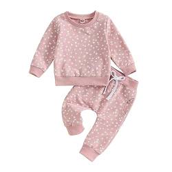 Himllauen Baby Mädchen Kleidung Sweatshirt + Lange Hose Zweiteiler Babykleidung Set 0-3 Jahre Kleinkind Outfits (D Rosa, 0-6 Months) von Himllauen