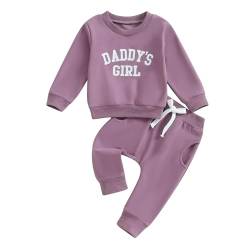 Himllauen Baby Mädchen Kleidung Sweatshirt + Lange Hose Zweiteiler Babykleidung Set Kleinkind Outfits (A Lila 2, 0-6 Months) von Himllauen