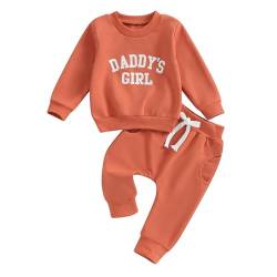 Himllauen Baby Mädchen Kleidung Sweatshirt + Lange Hose Zweiteiler Babykleidung Set Kleinkind Outfits (A Orange, 6-12 Months) von Himllauen