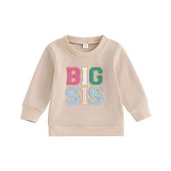 Himllauen Baby Mädchen Schwester Sweatshirt und Langarm Body Strampler Schwester Kleidung Oberteile für Baby-Mädchen (A Aprikose Big SIS, 18-24 Months) von Himllauen