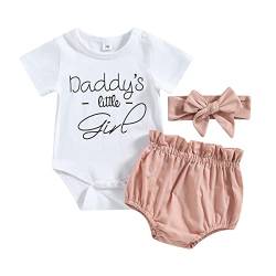 Himllauen Baby Mädchen Set Body + Shorts + Stirnband Süß Babykleidung Neugeborene 0-18 Monate Kleinkind Kleidung (Daddy's Little Girl Rosa, 0-3 Months) von Himllauen
