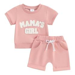 Himllauen Baby Mädchen Sommer Outfit T-Shirt + Shorts Zweiteiler Set 0-3 Jahre Kleidung (Rosa Mama's Girl, 6-12 Months) von Himllauen