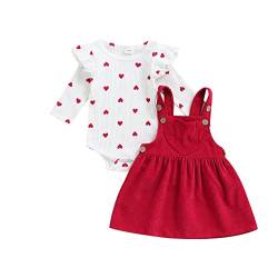 Himllauen Baby Mädchen Valentinstag Outfit Langarm Body + Rock/Hose Zweiteiler Set Neugeborene Baby-Mädchen Kleidung (A Rot, 0-3 Months) von Himllauen
