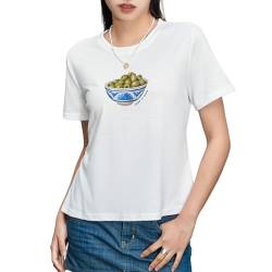 Himllauen Bedruckt Tshirt Damen Y2k Top Kurzarm Weiß Crop Tops Sexy Elegant T-Shirts für Damen Mädchen Y2k Clothes (B Olive, S) von Himllauen