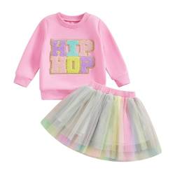 Himllauen Mädchen Zweiteiler Outfit Langarm Sweatshirt + Tüllrock Set Baby Girl Kleidung (Rosa, 2-3 Years) von Himllauen