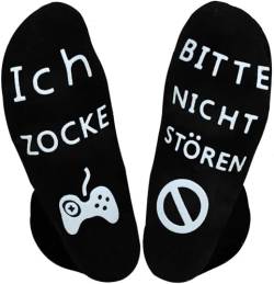 Himozoo Gaming Socken, BITTE NICHT STÖREN ICH ZOCKE Socken, Neuartige Gamer-Geschenke für Männer, Frauen, Teenager, Jungen, Sohn, Ehemann, Vater, Geschenke (Schwarz) von Himozoo