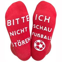 Himozoo Neuartige Lustige Socken Fussball Geschenke, BITTE NICHT STÖREN, ICH SCHAUE FUSBALL' Funny Socks für Männer Frauen Fußballliebhaber Geschenke (Rot) von Himozoo