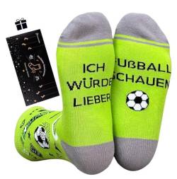 Himozoo Nicht stören Ich schaue Fußball Socken, Neuheit Socken lustige Geschenke für Männer, Wadenlänge Socken mit Griffen Anti-Rutsch Größe 39-44 (Hellgrün) von Himozoo