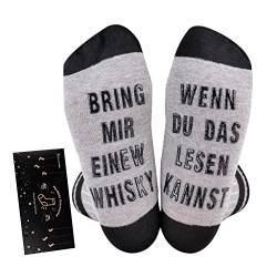 Himozoo ‘WENN DU DAS LESEN KANNST, BRING MIR EIN BIER-WHISKY’ Socken, Luxuriöse Baumwollsocken – perfektes Gag-Geschenk Größe 39-44(Grau-whiskey) von Himozoo