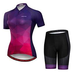 Damen Radtrikot Set Bike T-Shirt Reflektierend + 5D Gepolsterte Shorts S-3XL, Jp2005-1, Large von HimyBB