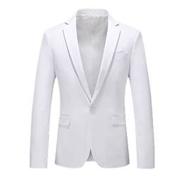 Herren-Blazer in Übergröße, schmal, Schwarz, Grau, Einzelknopf, Business-Herrenanzug, Jacke, Party, Freizeit, Büro, weiß, L von Hinewsa