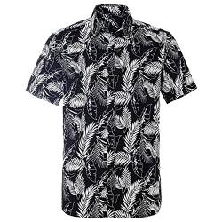 Hinewsa Baumwoll Hawaii Bedruckt Herren Hemd Regular Fit Kurzarm Strandhemd, 8017-1, XXL von Hinewsa