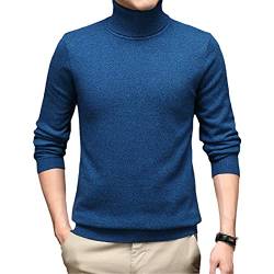 Hinewsa Dicker Kaschmir-Pullover für Herren, Rollkragenpullover, Herren, schmale Passform, warmer Pullover, blau, Large von Hinewsa