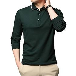 Hinewsa Frühling Herbst Mode Business Casual Gentleman Langarm Polo-Shirt Herren Kleidung T-Shirt, grün, L von Hinewsa