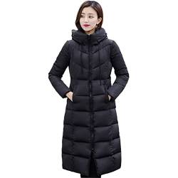 Stehkragen Warme Winterjacke Frauen Outwear Winterjacken Weibliche Schneebekleidung Mantel Lange Parka, Schwarz , 46 von Hinewsa