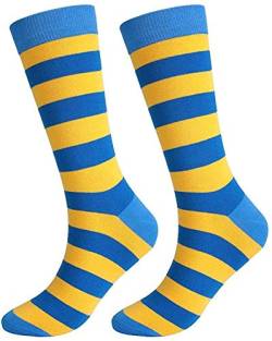 Hinleise Herren Socken gelb blau gestreift Muster Baumwolle Mansocks warme Socken zum Schutz der Füße 1 Paar von Hinleise