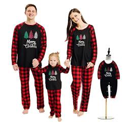 Christmas PJS Familien-Schlafanzug mit passendem Weihnachtsbaum und Karierter Hose, für Väter, Mütter, Kinder, Baby, Damen (L, Männer) von Hinzonek