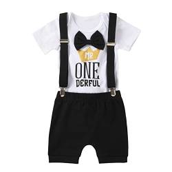 Hinzonek Neugeborenes Kleinkind Baby Junge erster Geburtstag Kleidung Langarm 1. Geburtstag Strampler Overall Fliege Hosen Set für 0-18 Monate von Hinzonek