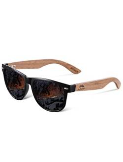 Amexi Holz Sonnenbrillen Polarisierte Sonnenbrille,Herren Damen Polarisierte holz brille,Polarisierende Brillengläser mit UV400-Schutz,grün (orange) von Hioluait