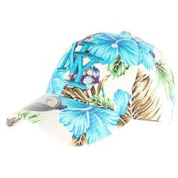 Hip Hop Honour Baseball-Kappe, Blau mit Blumen, NY Hawai – Unisex Gr. Einheitsgröße, blau von Hip Hop Honour