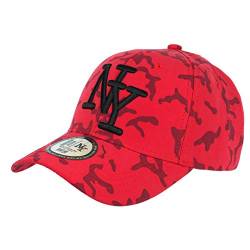 Hip Hop Honour NY Cap Camouflage Rot und Schwarz Trend Baseball Kaska – Herren Gr. Einheitsgröße, rot von Hip Hop Honour