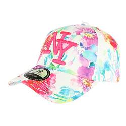 NY Baseball Cap Fashion Bali Weiß und Rosa mit Blumen – Größe: Einheitsgröße – Farbe: Rosa – Unisex, Rosa, Einheitsgröße von Hip Hop Honour