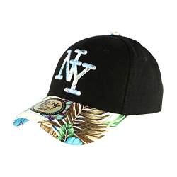 NY Baseballcap, Blau und Schwarz, Blumen, Gili Baseball, Fashion Tropic – Unisex, blau, Einheitsgröße von Hip Hop Honour