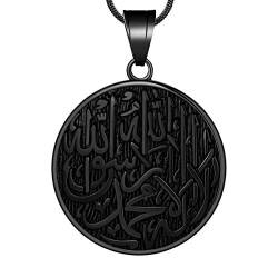 Hipunk Allah Halskette Herren Muslim Anhänger Black Gun Plated Islamisch Arabisch Geschenk 316L Edelstahl Islam Schmuck SP0049B von Hipunk