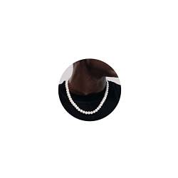 Hipwope 6/8 mm Perlenkette für Herren Faux Perlenkette Herren Halsketten 16/18/20/22/24 Zoll Länge Perlenkette Choker Halskette Weiße Perlenkette Herrenschmuck von Hipwope