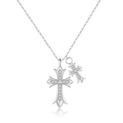 Hipwope Double Cross Halskette für Jungen 14k Gold Kreuz Halskette y2k Cubic Zirconia Großes Kreuz Halskette Kette Anhänger Gothic Kreuz Kreuz Halskette für Frauen Trendy von Hipwope