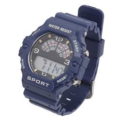 Elektronische Sportuhr, 12-24-Stunden-System, wasserdichte Digitale Sportarmbanduhr für Herren, Leuchtend, für den Außenbereich (Blau) von Hiraith