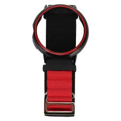 Hiraith Nylongewebtes Uhrenarmband, Atmungsaktiver G-Haken-Uhrenarmband-Stoßfänger, Stilvoll, Verstellbar für das Büro (Schwarz-rotes und schwarz-rotes Gehäuse) von Hiraith