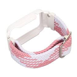 Hiraith Uhrenarmband-Stoßstangenabdeckung, Verstellbares Nylon-Uhrenarmband, Geflochten, Weich, Tragbar Zum Laufen für Fitness Im Fitnessstudio (Rosa-weißes und weißes Gehäuse) von Hiraith