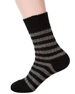 Hirsch Natur, Blockstreifen Socken mittelschwer, 100% Wolle (kbT) (36/37, Schwarz/Anthrazit) von Hirsch Natur