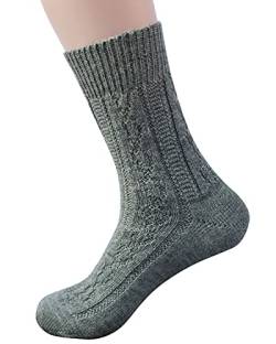 Hirsch Natur, Dicke Socken Zopfmuster, 100% Wolle (kbT) (Grau, 42-43) von Hirsch Natur