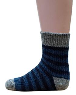 Hirsch Natur, Dicke Streifen Socken, 100% Wolle (kbT) (15-17, jeans/marine/grau) von Hirsch Natur